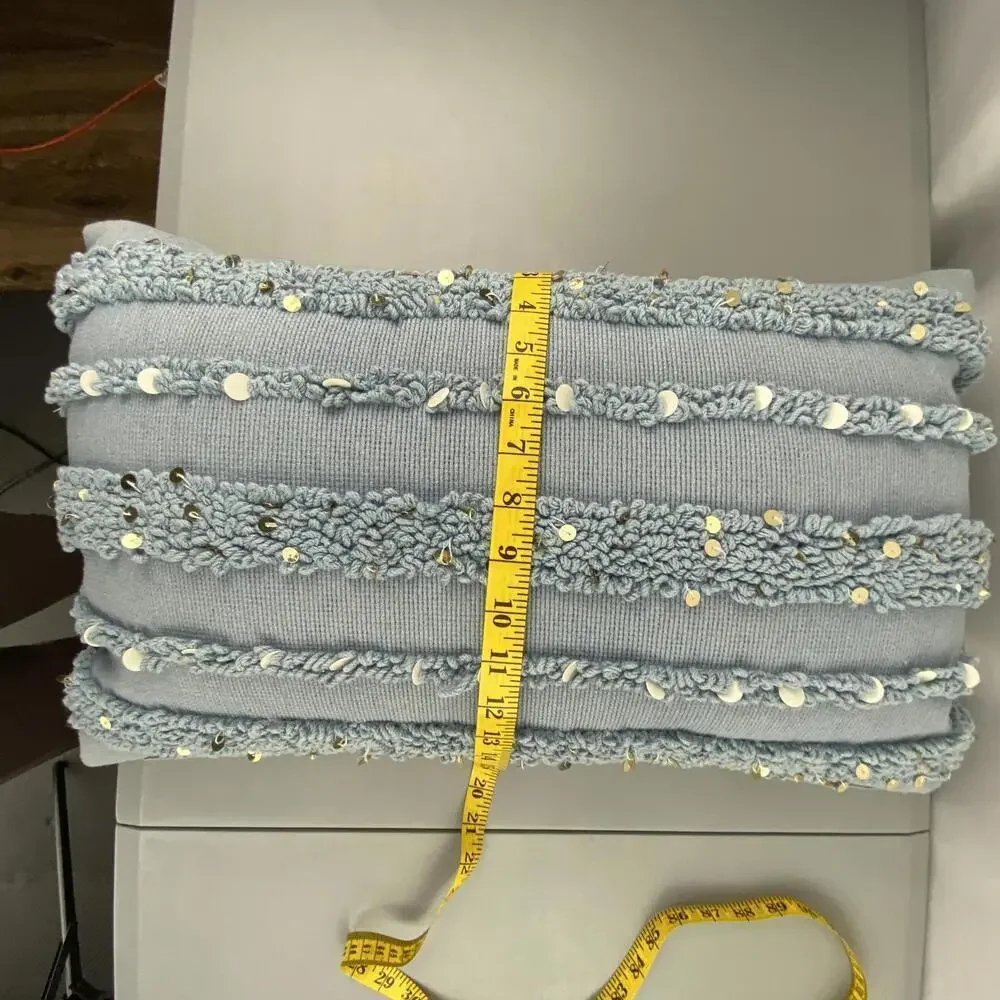 Chic Textured Sparkling Light Pastel Blue Throw Pillow - Elements by Erin Gates